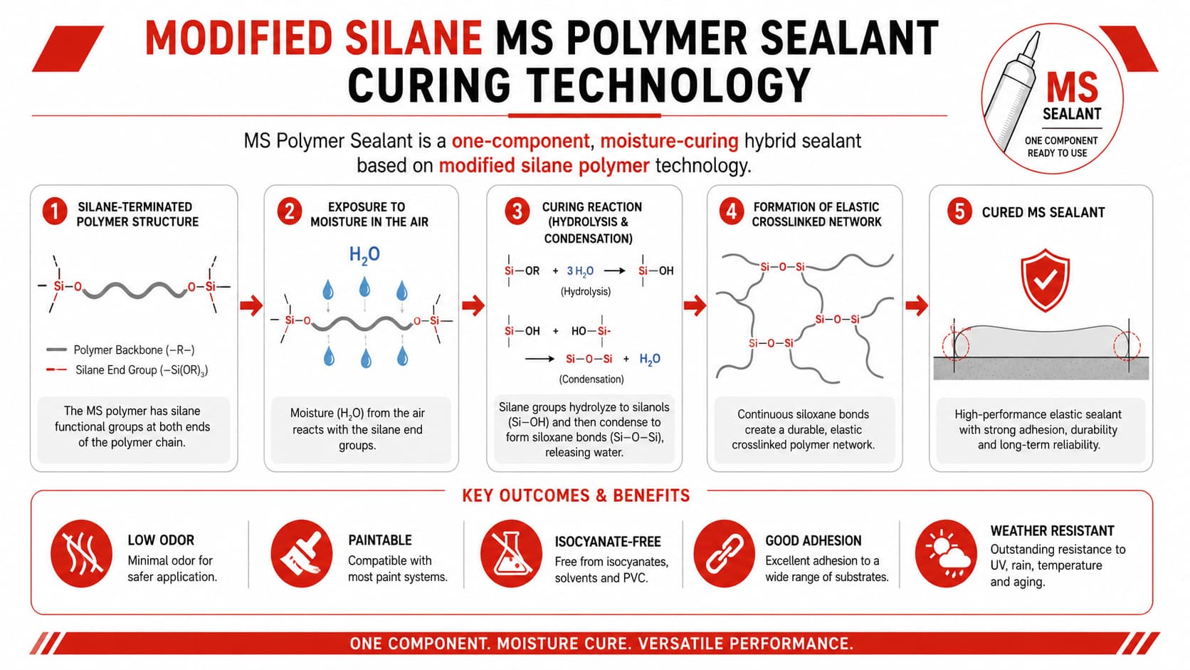 Modified silane MS polymer sealant curing technology diagram