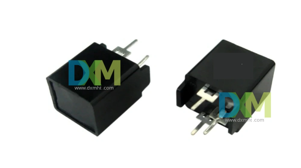 Two black degaussing thermistors MZ73 for TV degausser. They have a square shape and metal contacts.