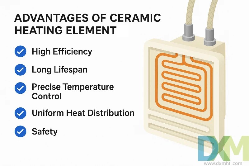Advantages of Using Ceramic Heating Element Ceramic Heating Element: Diagram showing its advantages.