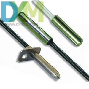 Three types of temperature sensors, suitable for air conditioner sensor, refrigerator sensor, and other applications. The sensors have different mounting options.