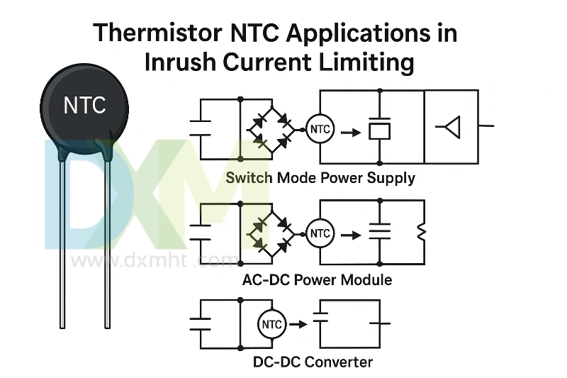 Aplicaciones de termistor NTC en la limitación de corriente de entrada Aplicaciones del termistor NTC: Circuitos limitadores de corriente de entrada con termistores NTC.