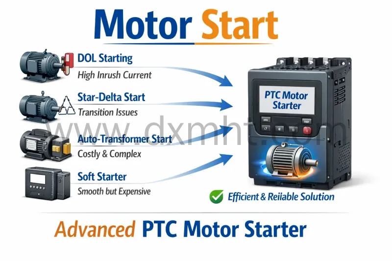 Image of a PTC motor starter and other motor start methods.