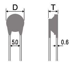 Dimensions of PTC Thermistor for Smart Preheat Start in Electronic Ballasts and Energy-Saving Lamps