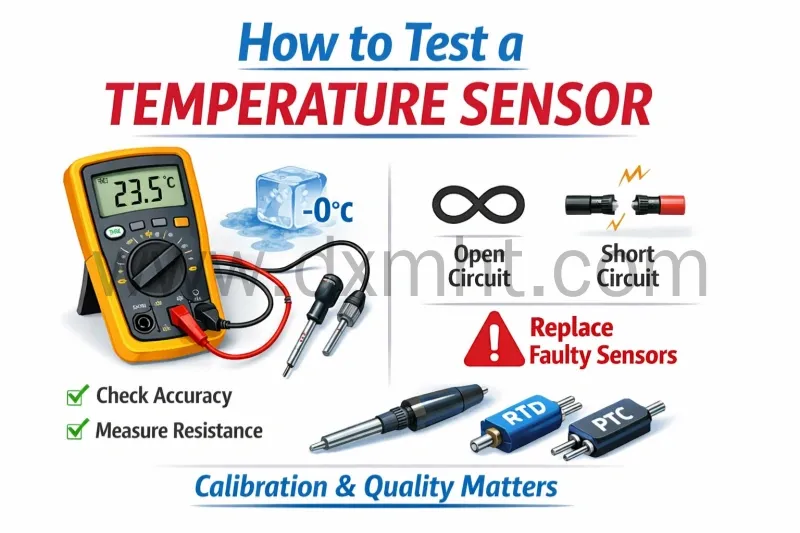 How to test a temperature sensor, checking accuracy and resistance.