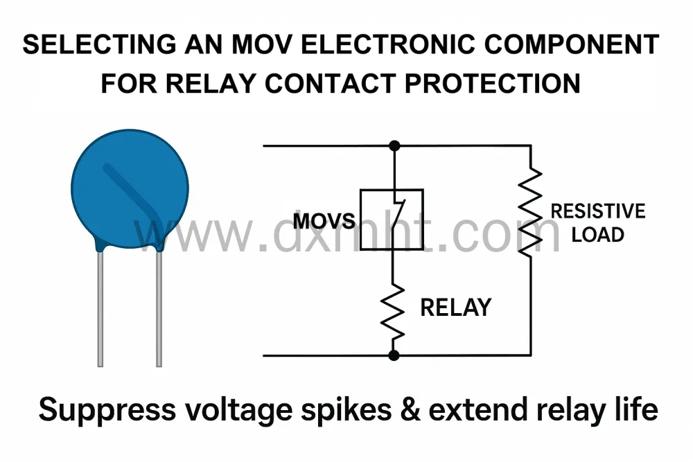 MOV electronic varistor Circuit diagram showing MOV electronic component (MOVs) relay protection.