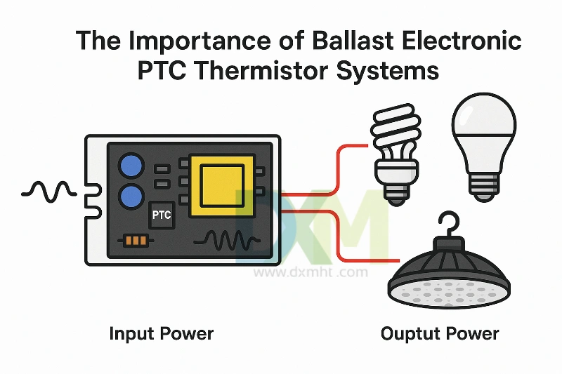 Diagram of Ballast Electronic PTC Thermistor controlled lighting.
