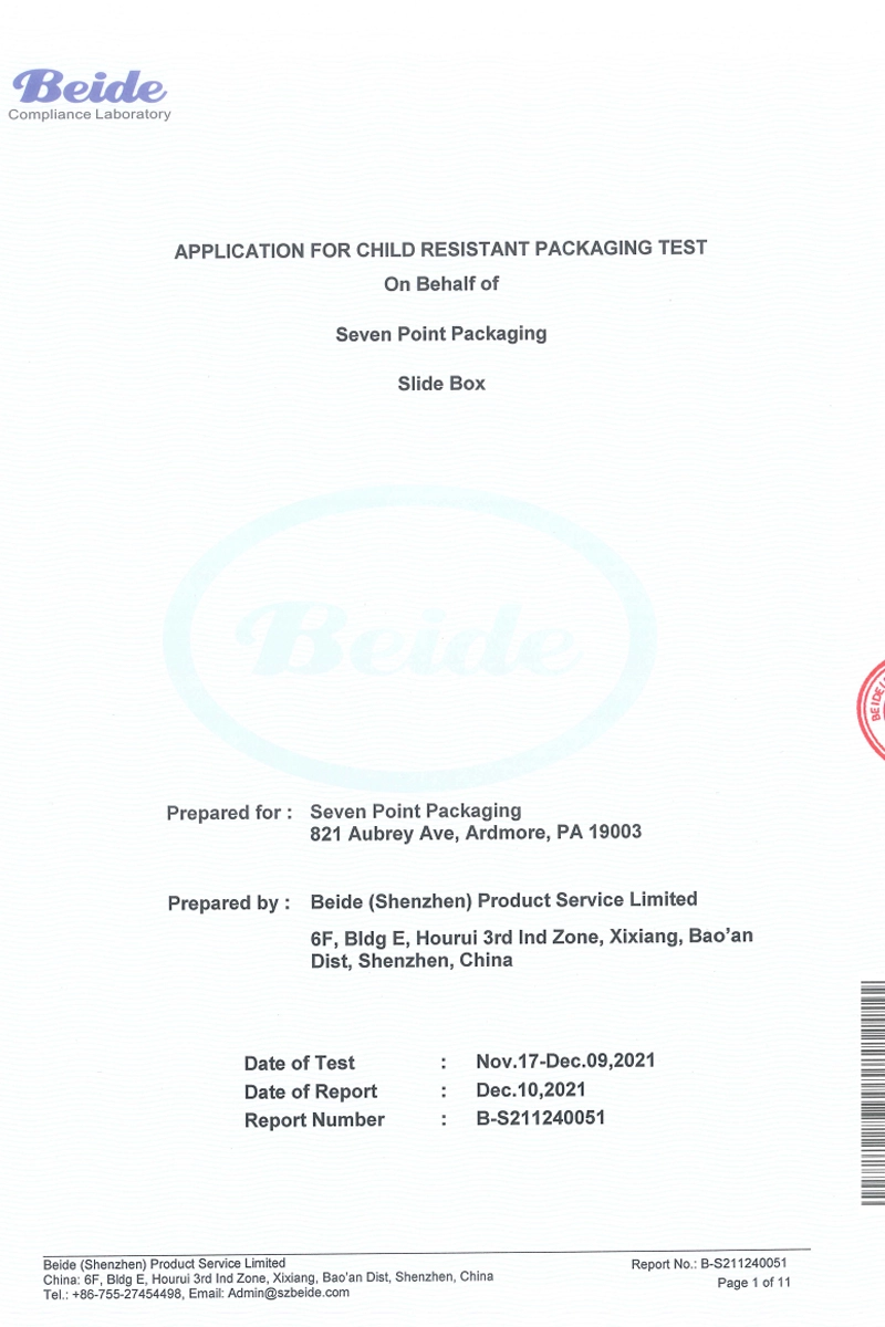 CR slide box test report