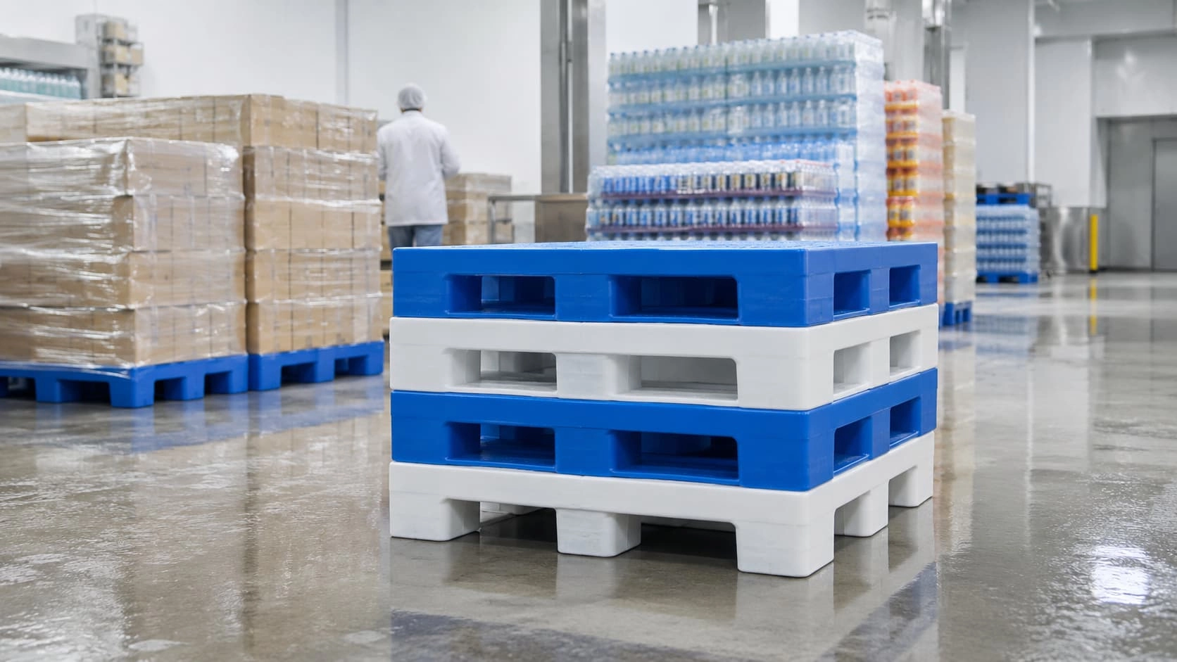 Hygienic plastic pallets for food and beverage warehouse storage - Weihong