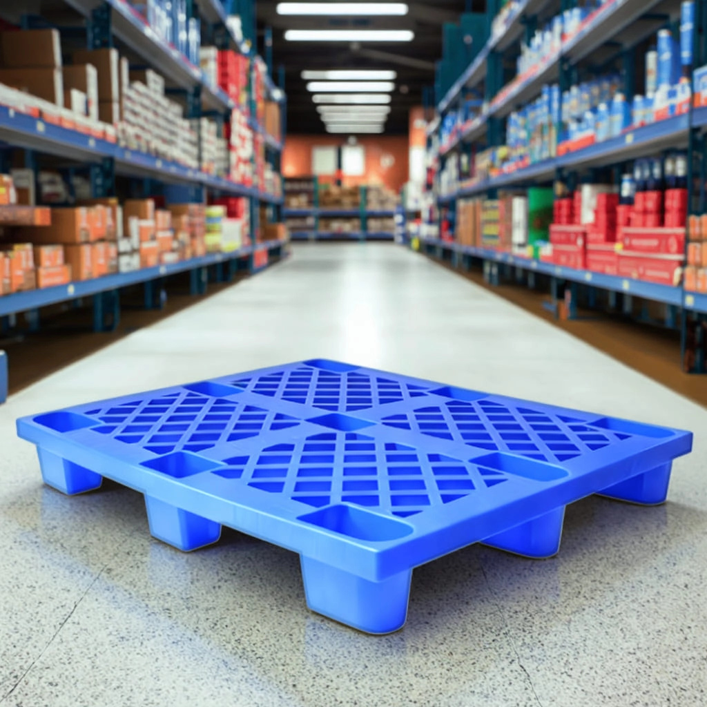 Light-weight Nine-leg Nestable Plastic Pallet in Supermarket 1 - Weihong