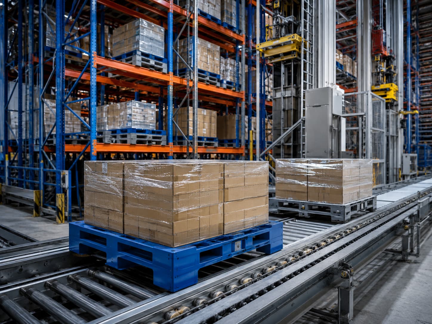 Reinforced HDPE and PP plastic pallets for racking and automated warehousing