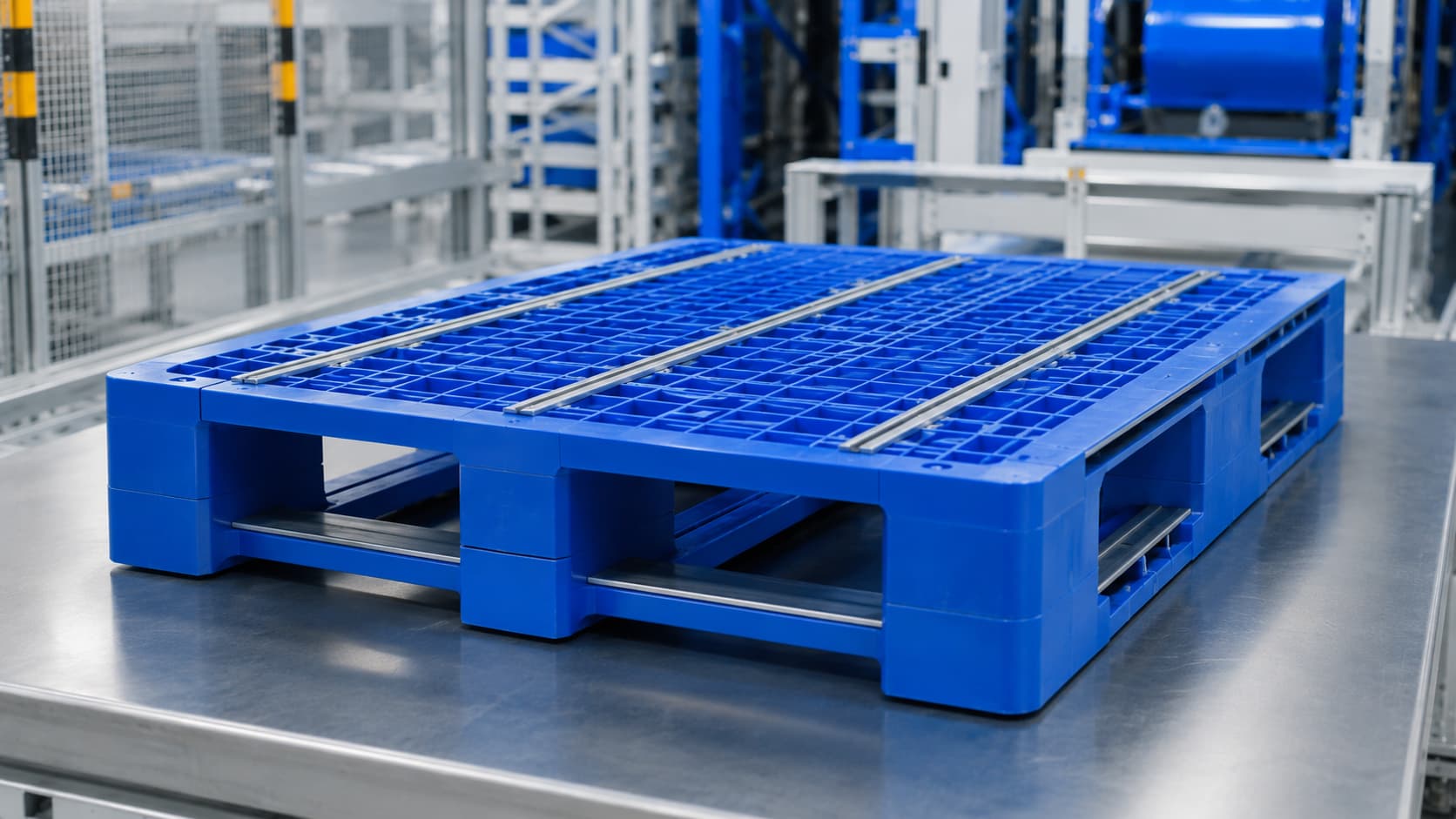 Palettes en plastique renforcé d'acier pour rayonnages et convoyeurs ASRS