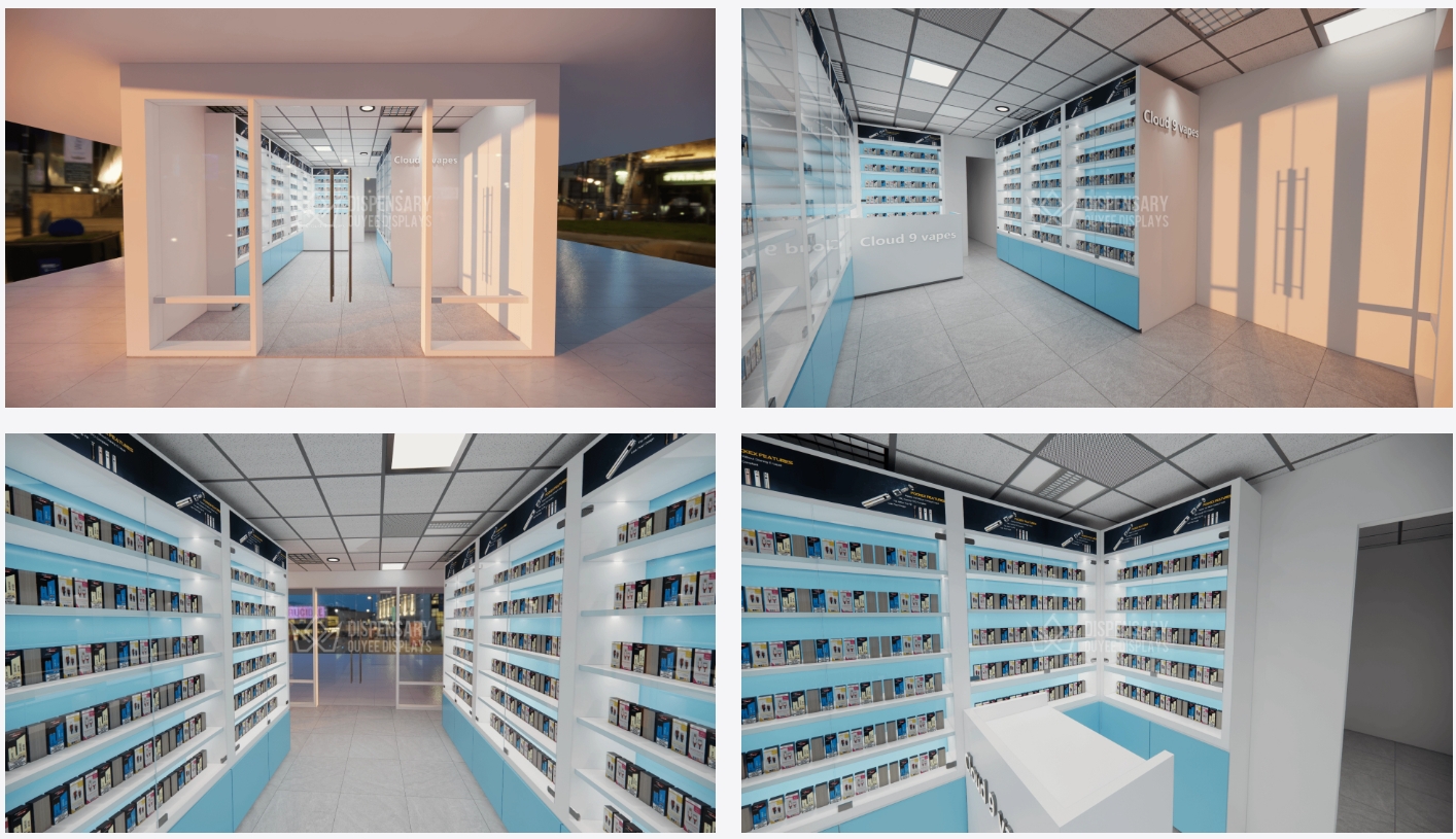 Adjustable Modular Shelving for Vape Shop