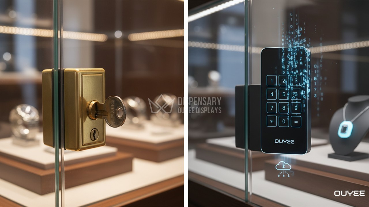 Comparison of mechanical and electronic locks for dispensary display case security and compliance