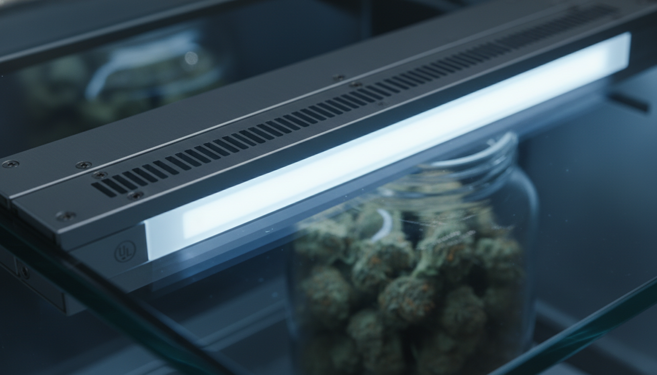 Concealed wiring in cannabis display case