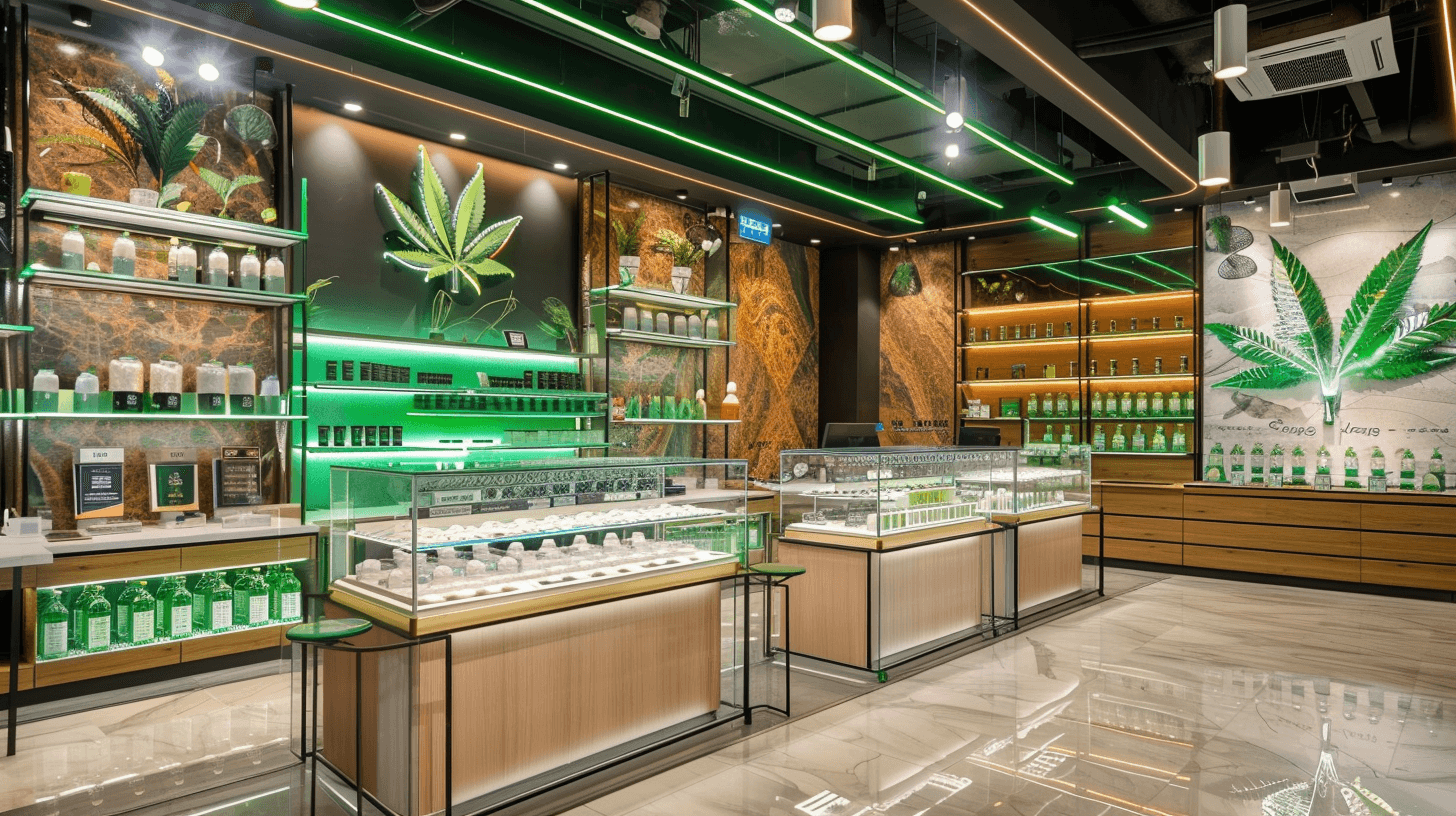 custom cannabis glass display cabinet