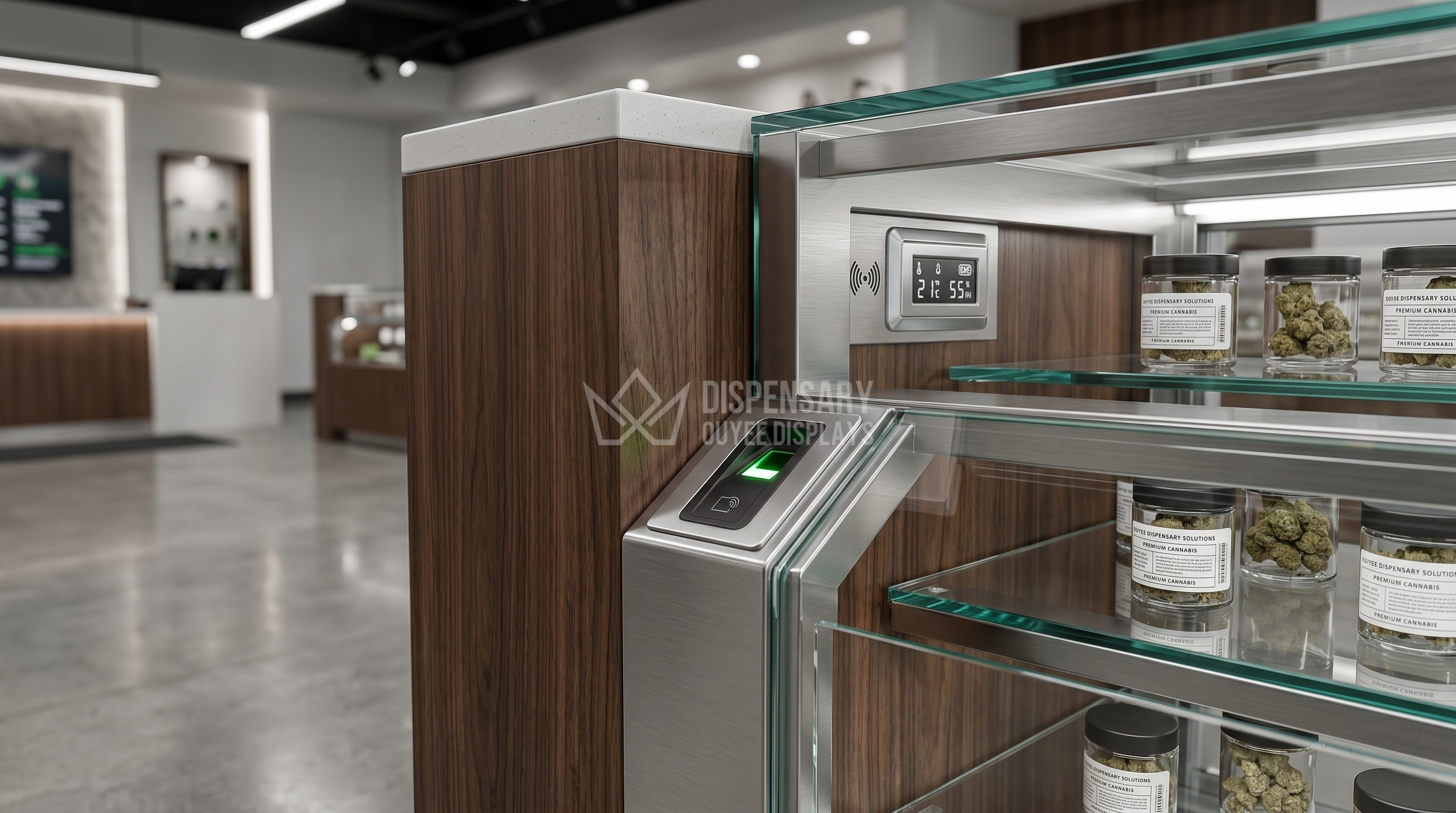Integrated smart security and climate sensor in a pharmacy display case. Integrated smart security and climate sensor in a pharmacy display case.