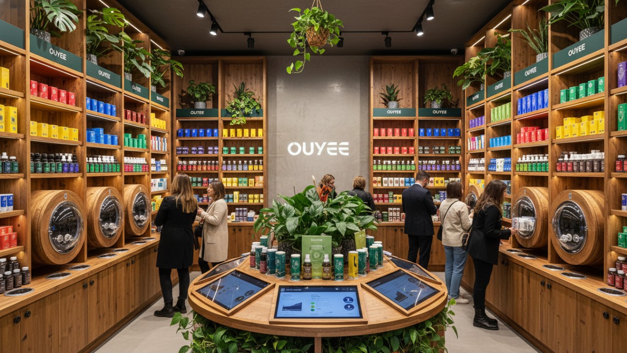 Maximalist Dispensary Visual Merchandising with Sensory Pods and Digital Screens