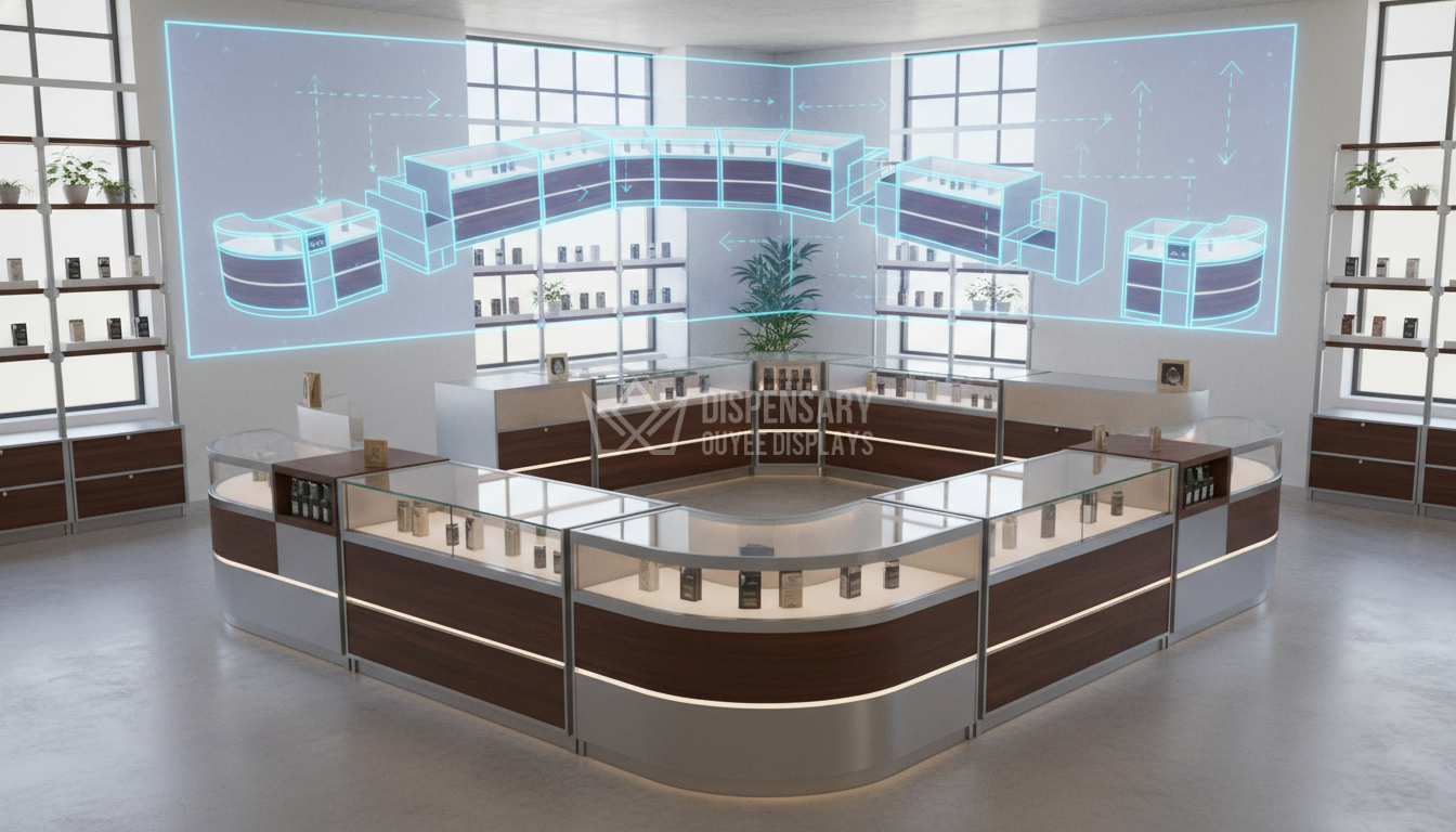 Modular and flexible cannabis dispensary furniture layout Modular and flexible cannabis dispensary furniture layout
