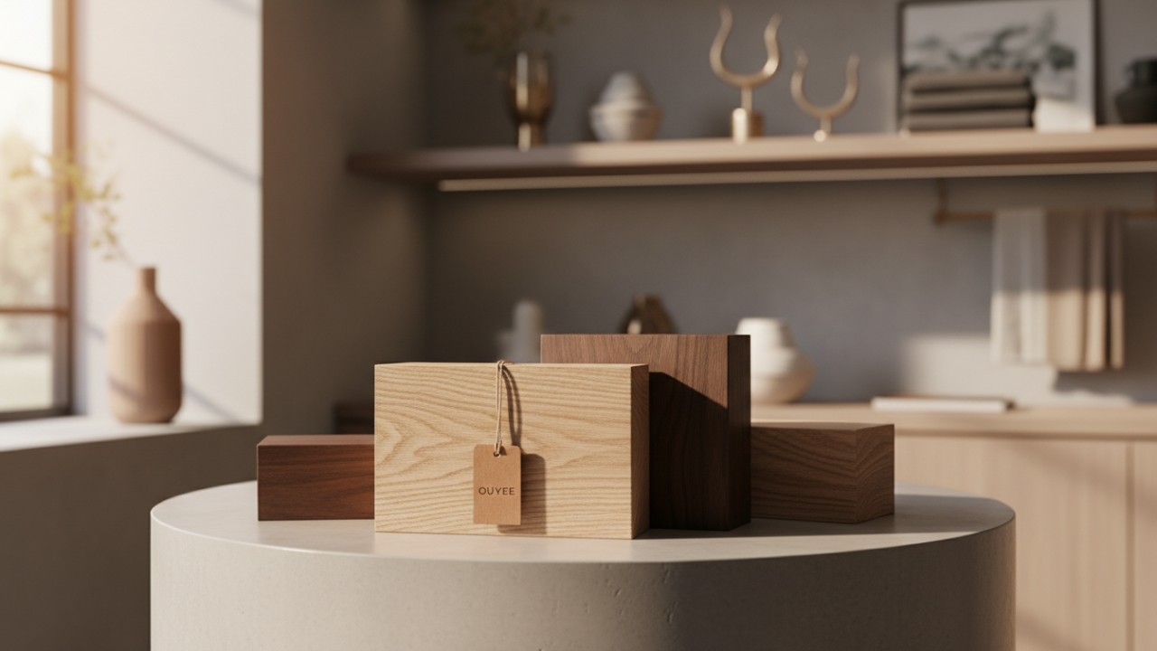 Premium oak and walnut wood textures for luxury retail displays