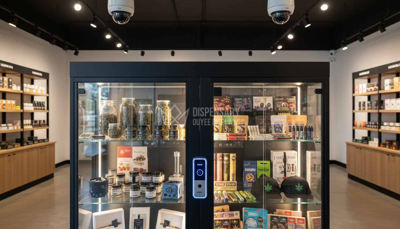 Secure cannabis display with smart lock Secure cannabis display with smart lock