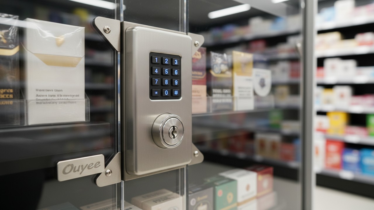 Secure locking mechanism for tobacco display fixtures
