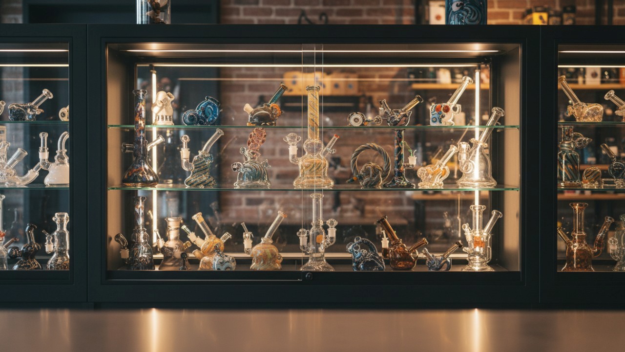smoke shop glass display showcase