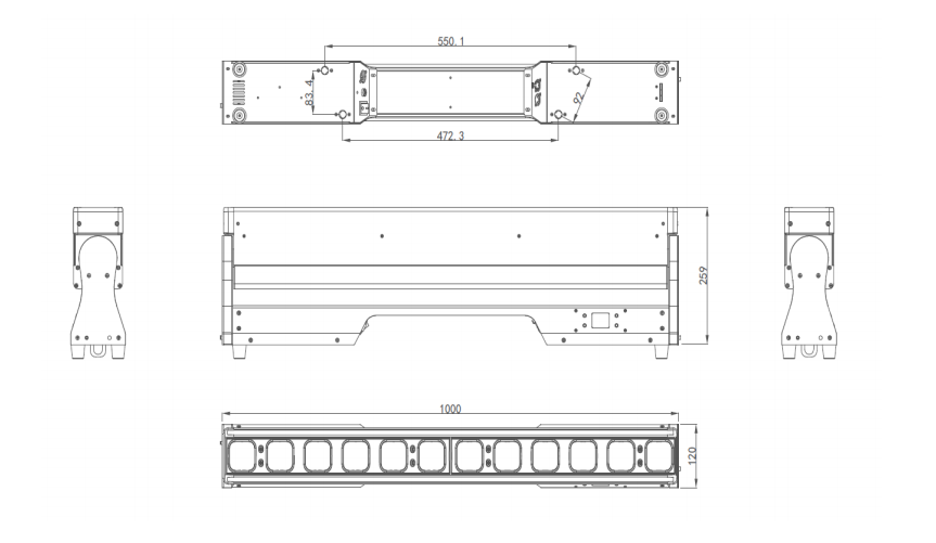 1240w Bar light size