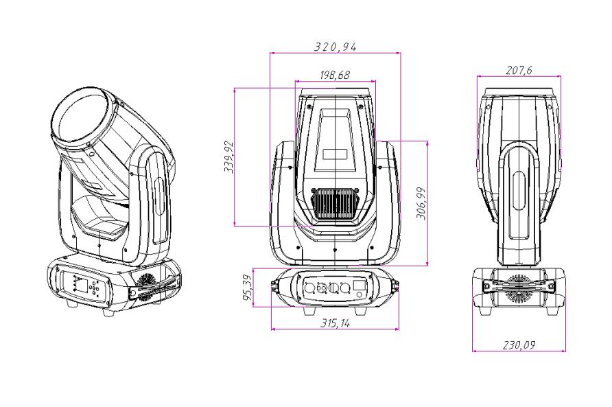 250w beam size