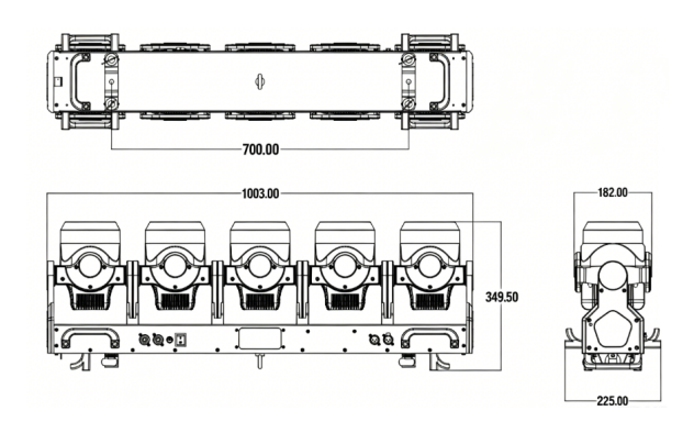 5x120w moving head light dimension