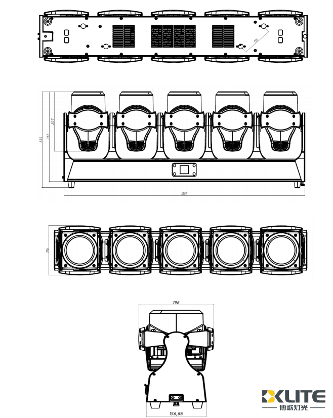 5x120w stage light dimension 5x120w stage light dimension