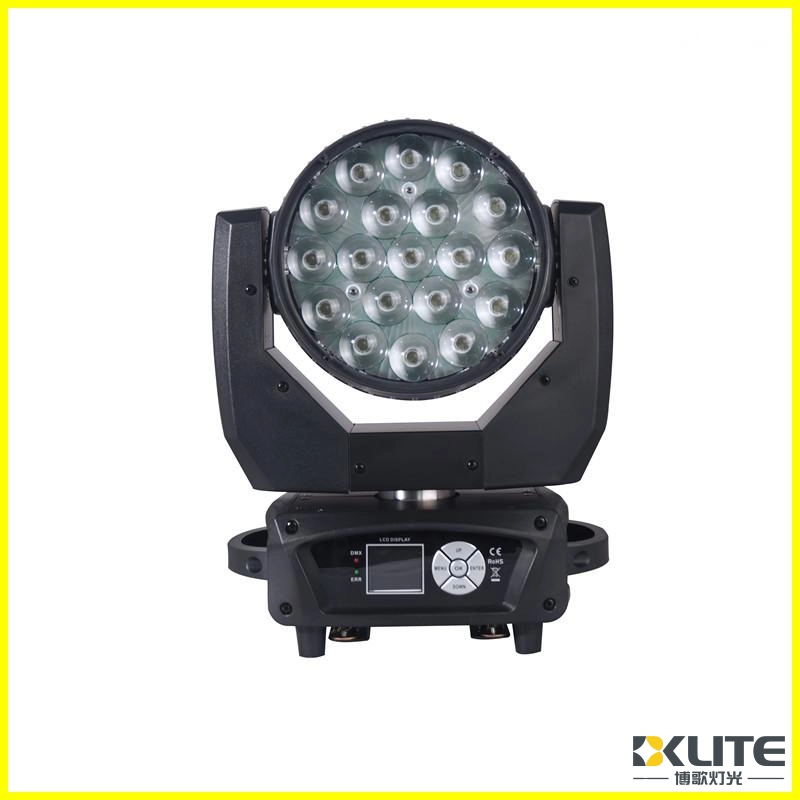 Aura ZOOM 19x15w RGBW 4 en 1 LED Wash Luz de cabeza móvil con retroiluminación 1