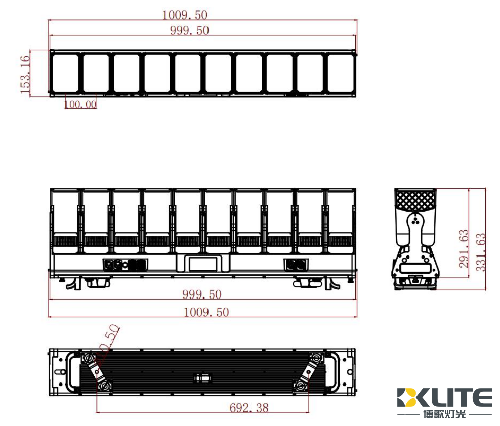 Dimensions of 10x80w bar light Dimensions of 10x80w bar light