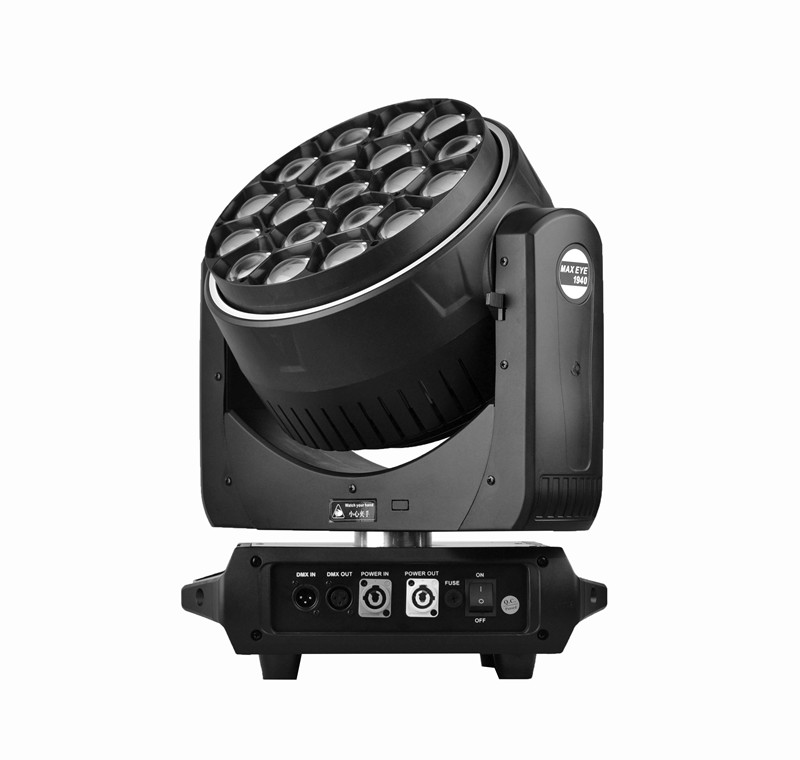 IP20 Bee Eye Zoom 19x40w RGBW 4 in 1 LED Beam Wash Testa mobile con anello LED