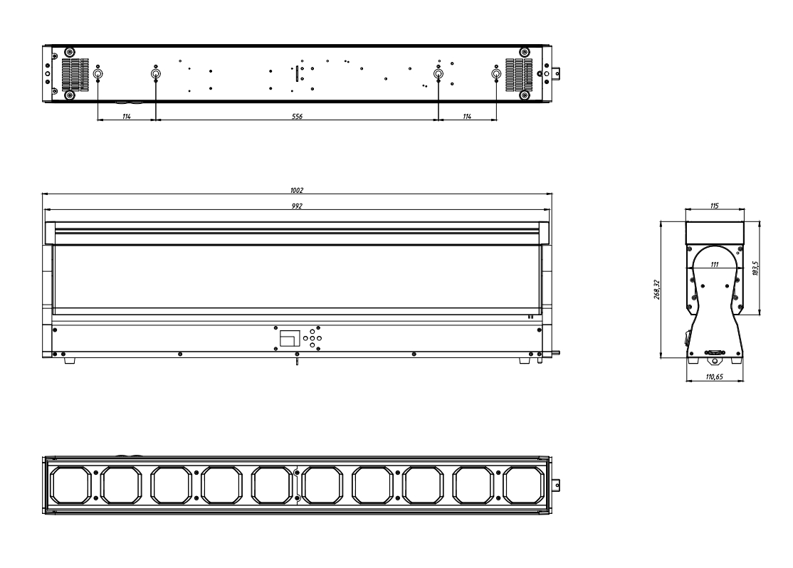جدول مقاسات IP20 ZOOM 10x60w