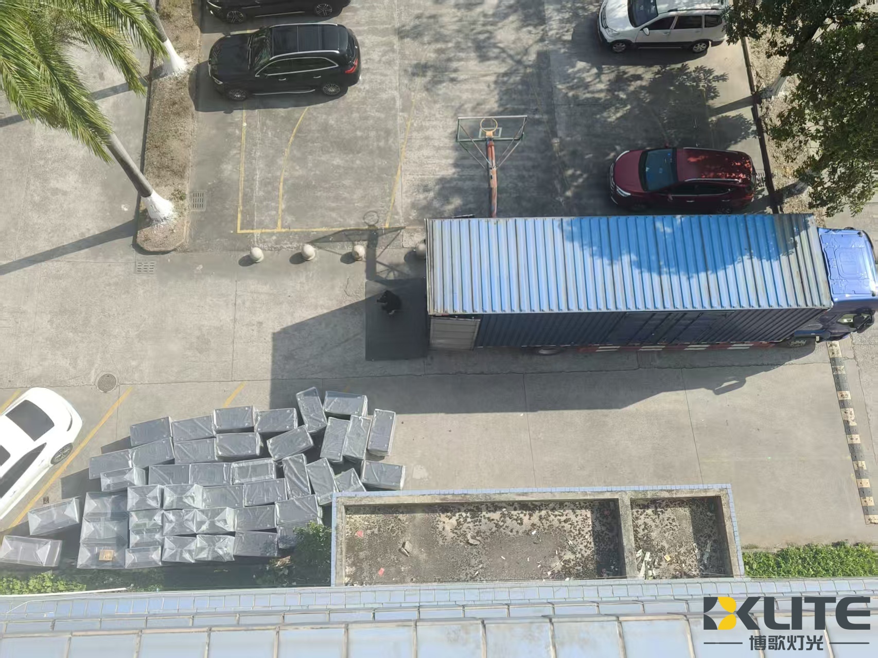 loading stage lights into the container 2 loading stage lights into the container 2