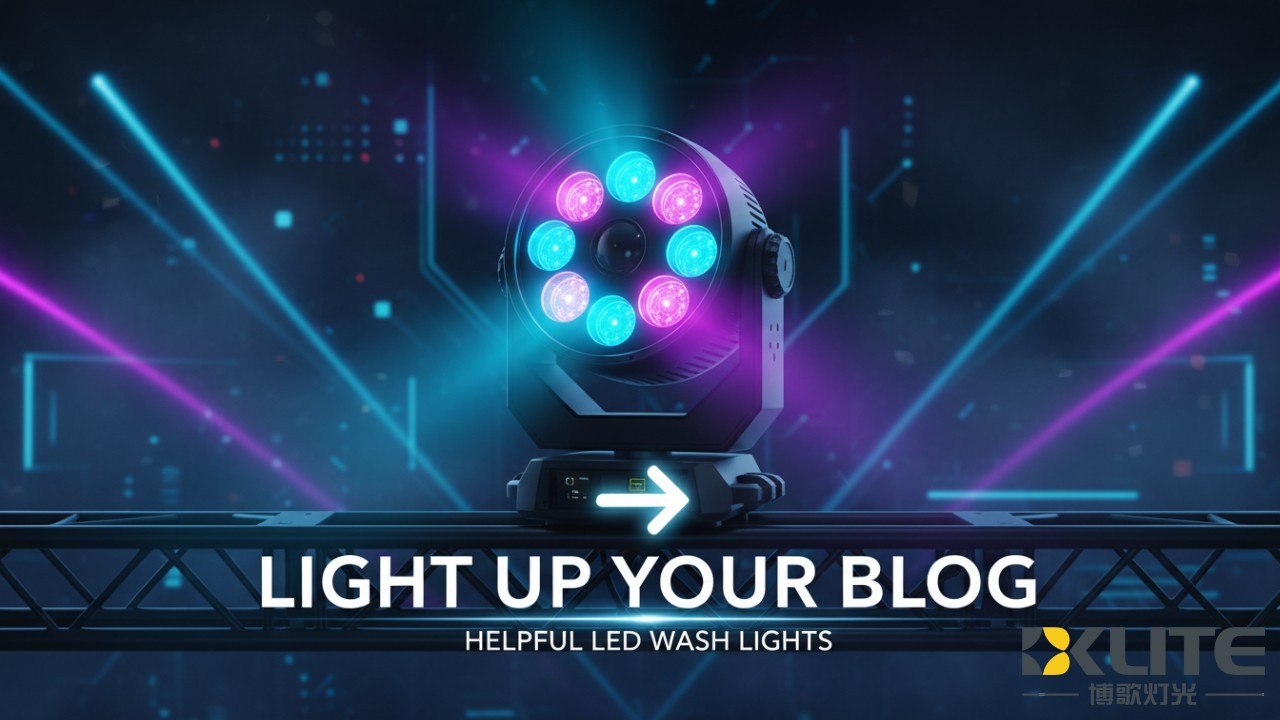 LED wash light with pink and blue beams LED wash light with pink and blue beams, text