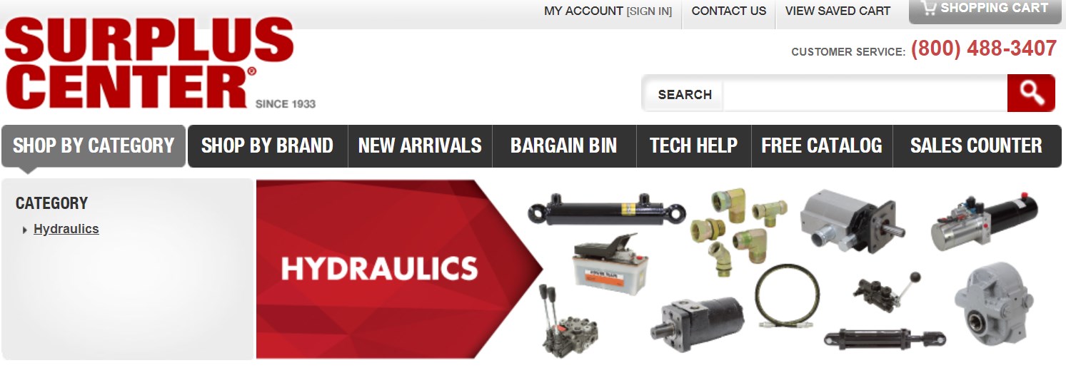 SURPLUS CENTER Hydraulic Parts machine manufacturer brands