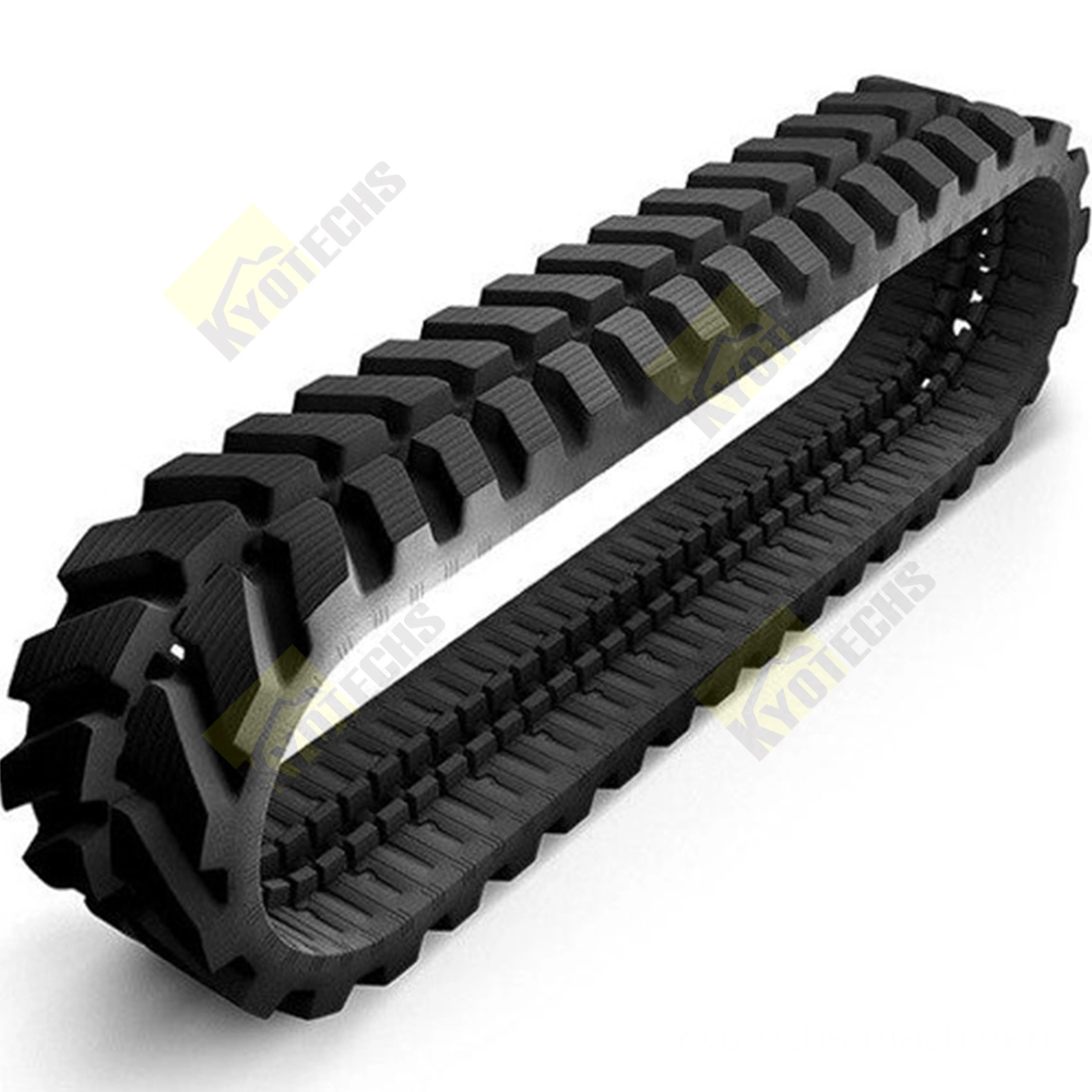 A black rubber track for a small construction vehicle