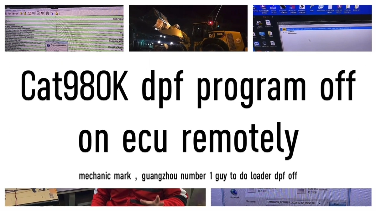 CAT980K DPF program off on ECU remotely