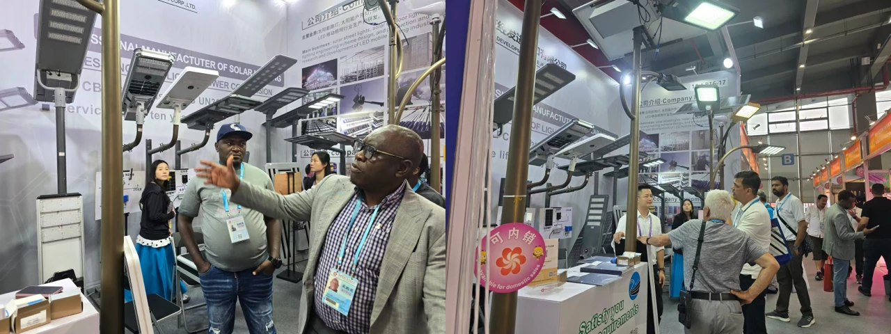 Busy-exhibition-scene-of-Queneng-solar-street-light-booth