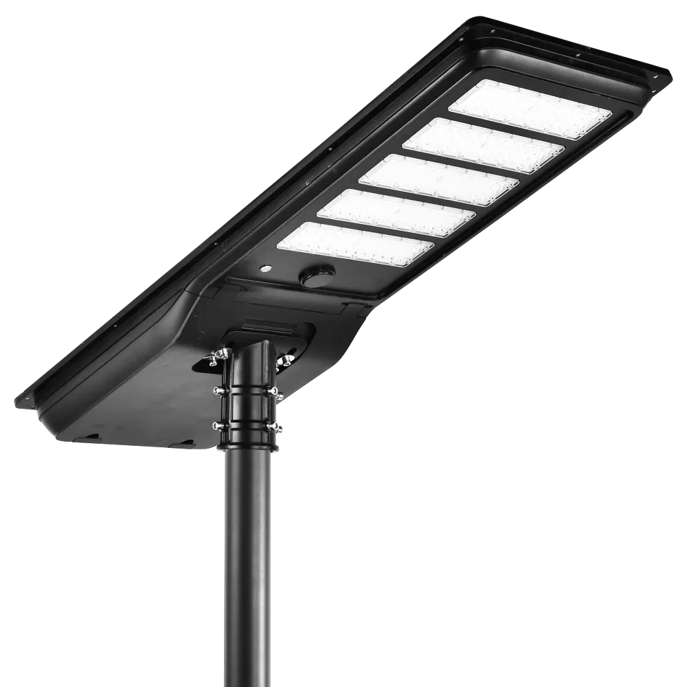 Luhei integrated solar street light full view – all-in-one solar LED street lamp by Queneng Lighting