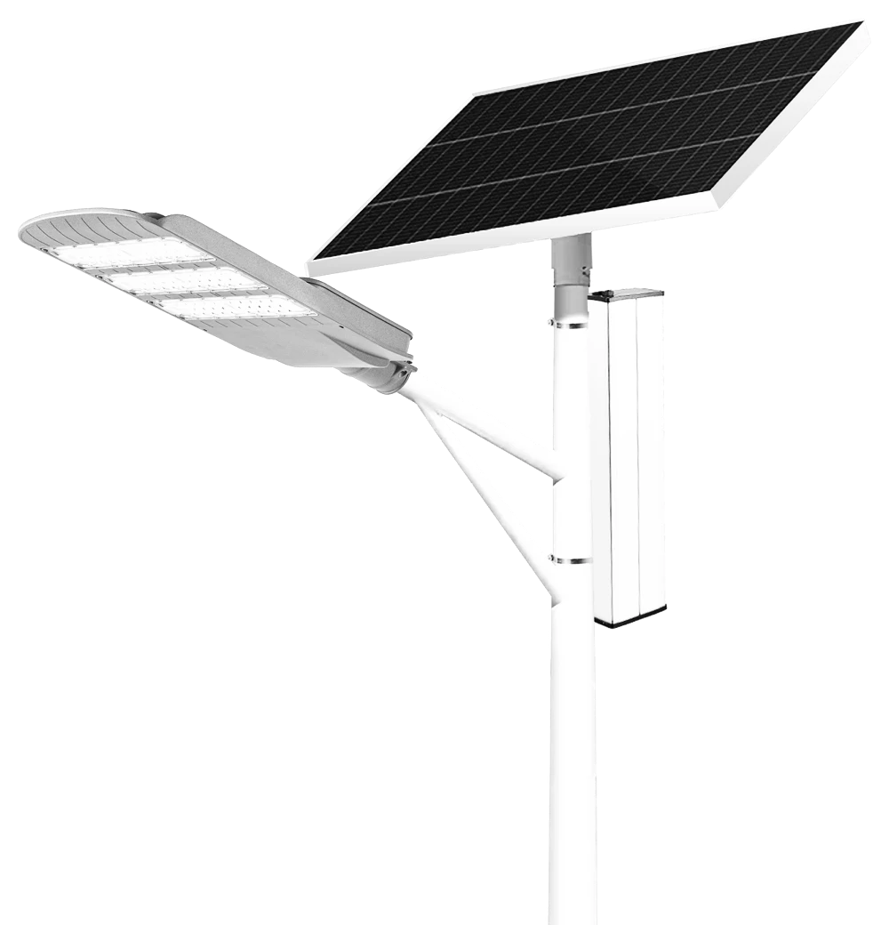 Farola solar Lushun con poste y batería