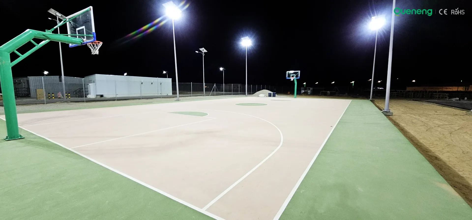 Outdoor solar lighting system installation for basketball court Outdoor solar lighting system installation for basketball court