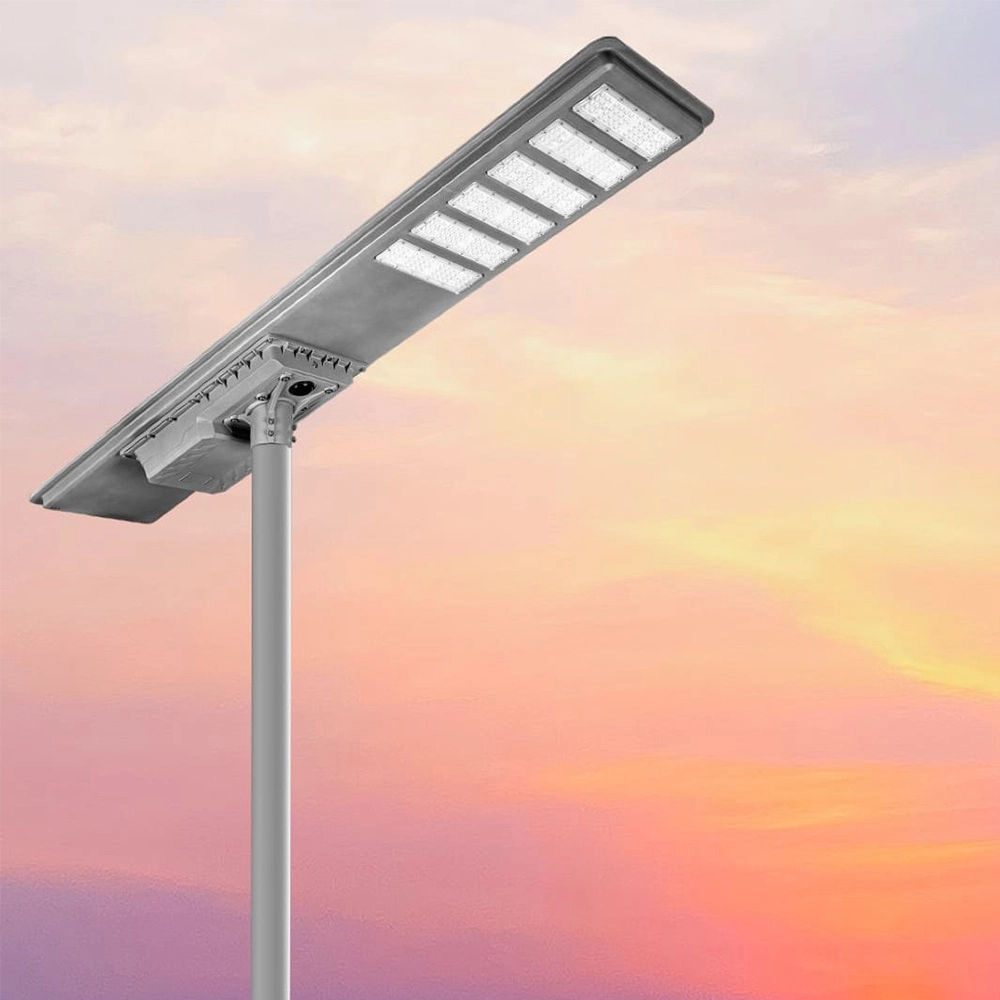 güneş enerjili sokak lambası gün batımından şafağa