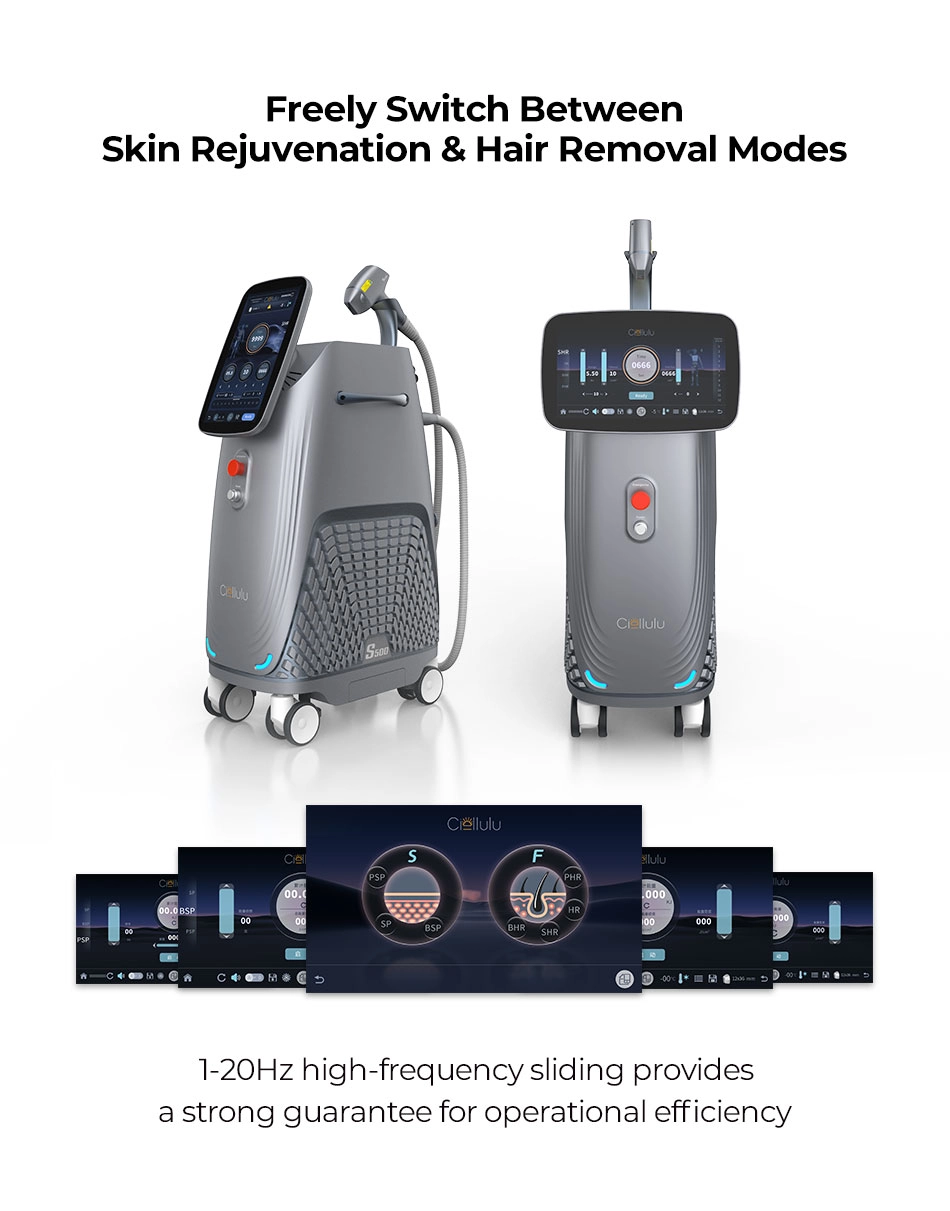 s500 freely switche between skin rejuvenation & Hair Removal Modes