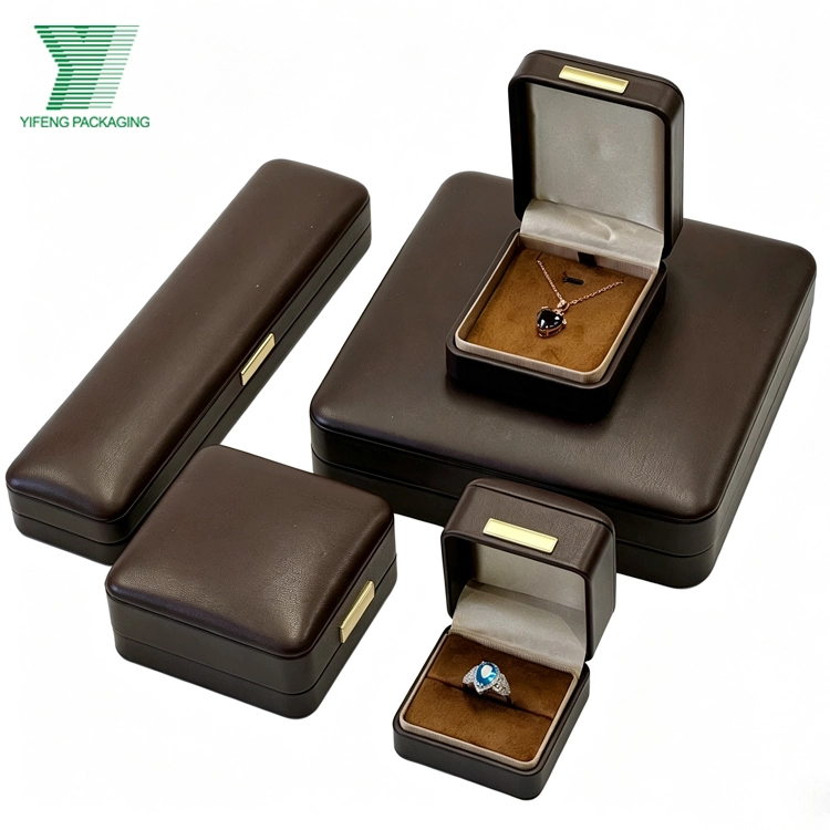 Luxury brown leather jewelry boxes for rings, necklaces, and bracelets. - Yifeng Packaging