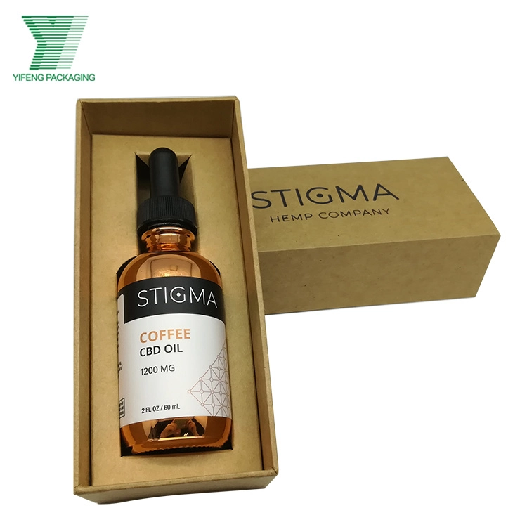 Copper CBD oil bottle in a custom kraft paper box by Yifeng Packaging. - Yifeng Packaging