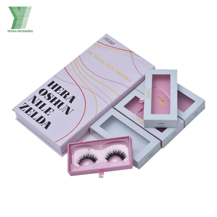 Custom pink and white 3D faux silk eyelash packaging boxes. - Yifeng Packaging
