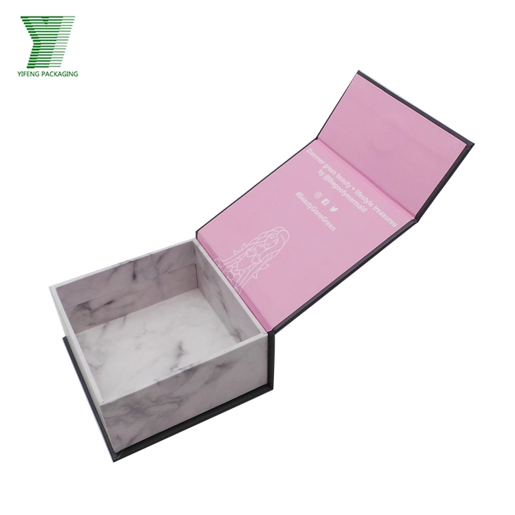marble box 2 (9) - Yifeng Packaging Open gift box with marble pattern interior and pink lid lining. - Yifeng Packaging