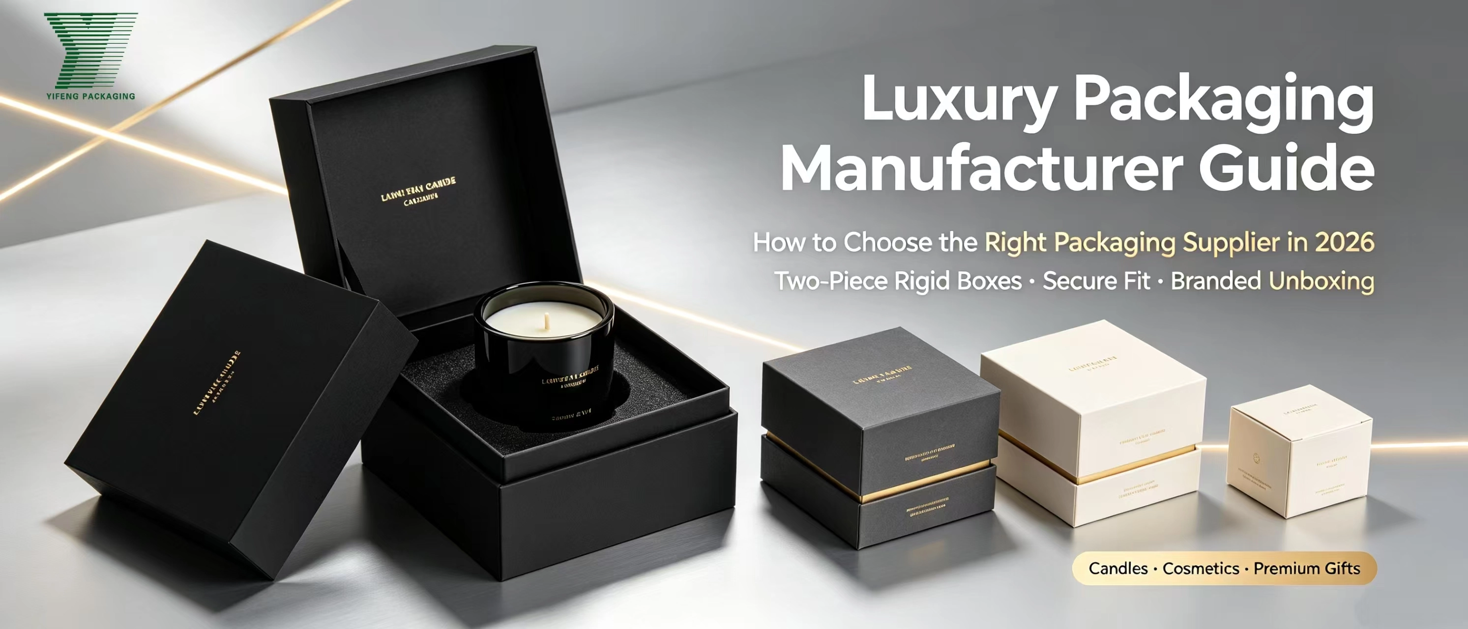 Luxury black and white rigid gift boxes for candles and premium packaging. - Yifeng Packaging